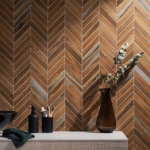 Outdoor & Pavers | 1 sq. ft. Eternal Chevron Oak Matte Porcelain Wood Look Mosaic Tile Oak Chevron Bathroom Bathroom