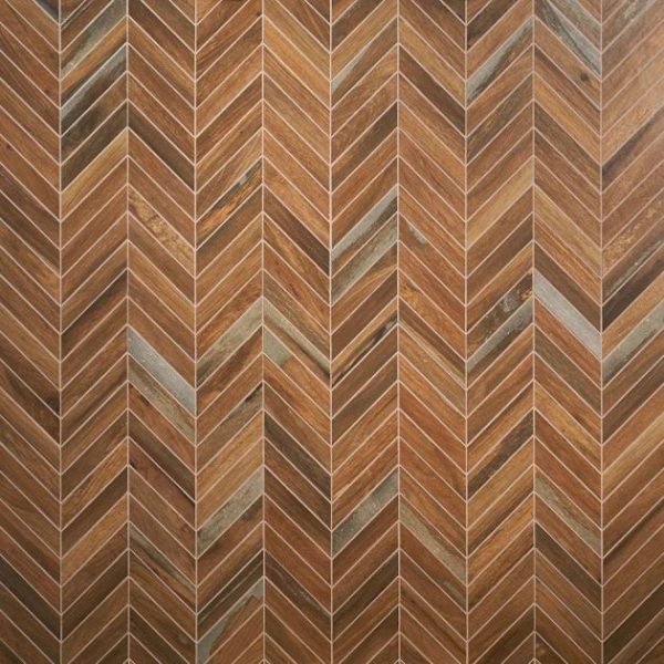 Outdoor & Pavers | 1 sq. ft. Eternal Chevron Oak Matte Porcelain Wood Look Mosaic Tile Oak Chevron Bathroom Bathroom