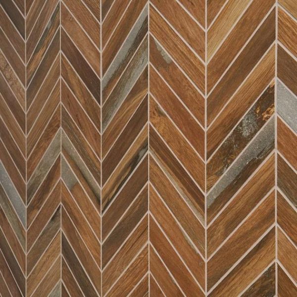 Outdoor & Pavers | 1 sq. ft. Eternal Chevron Oak Matte Porcelain Wood Look Mosaic Tile Oak Chevron Bathroom Bathroom