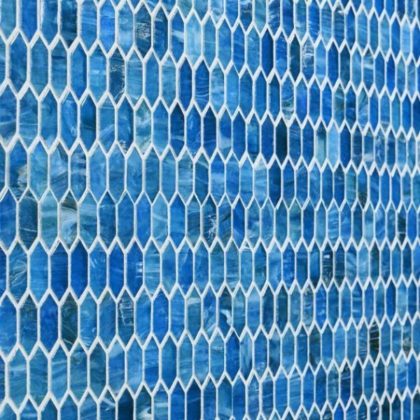 Outdoor & Pavers | 1 sq. ft. Flicker Iridescent Marine Blue 1/4″ x 1″ Polished Glass Mosaic Tile Marine Blue Backsplash & Kitchen Backsplash & Kitchen