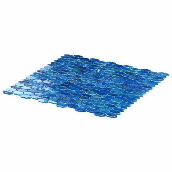 Outdoor & Pavers | 1 sq. ft. Flicker Iridescent Marine Blue 1/4″ x 1″ Polished Glass Mosaic Tile Marine Blue Backsplash & Kitchen Backsplash & Kitchen