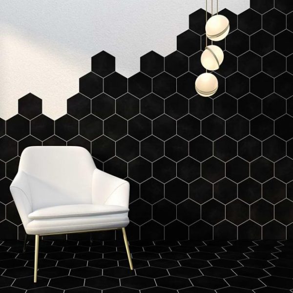 Outdoor & Pavers | 1 sq. ft. HexArt Nero 8″ Hexagon Porcelain Matte Tile Nero 8 Bathroom Bathroom