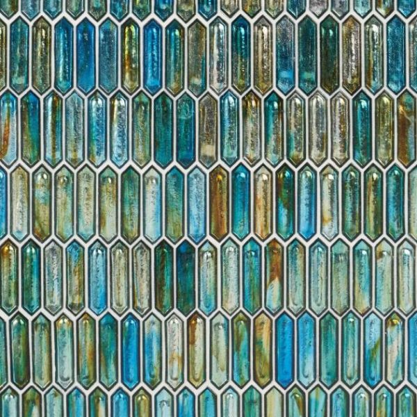 Outdoor & Pavers | 1 sq. ft. Komorebi Picket Juneau Spring Multicolor 1×3 Polished Glass Mosaic Tile Juneau Spring Backsplash & Kitchen Backsplash & Kitchen