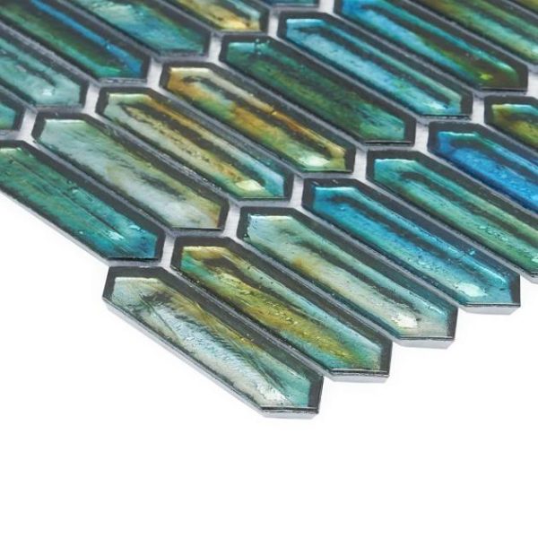 Outdoor & Pavers | 1 sq. ft. Komorebi Picket Juneau Spring Multicolor 1×3 Polished Glass Mosaic Tile Juneau Spring Backsplash & Kitchen Backsplash & Kitchen