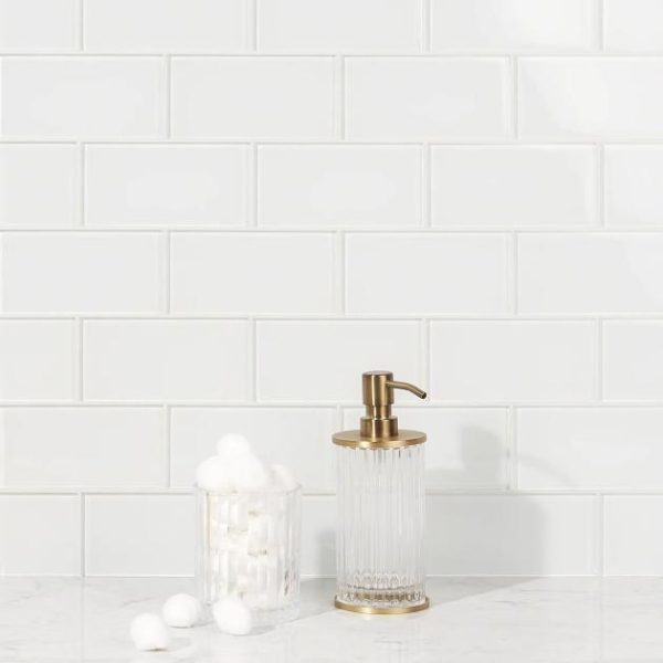 Outdoor & Pavers | 1 sq. ft. Loft Super White 3×6 Polished Glass Subway Wall Tile Super White Backsplash & Kitchen Backsplash & Kitchen