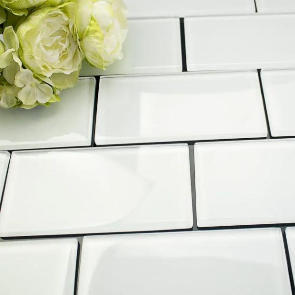 Outdoor & Pavers | 1 sq. ft. Loft Super White 3×6 Polished Glass Subway Wall Tile Super White Backsplash & Kitchen Backsplash & Kitchen