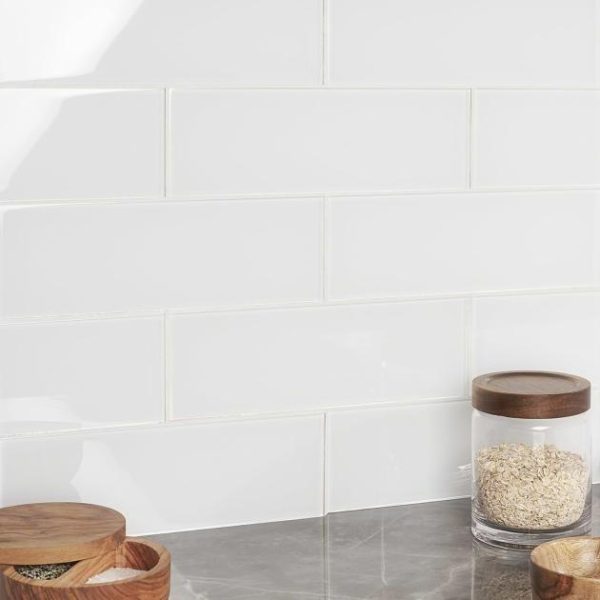 Outdoor & Pavers | 1 sq. ft. Loft Super White 4×12 Polished Glass Subway Tile for Wall Super White Backsplash & Kitchen Backsplash & Kitchen