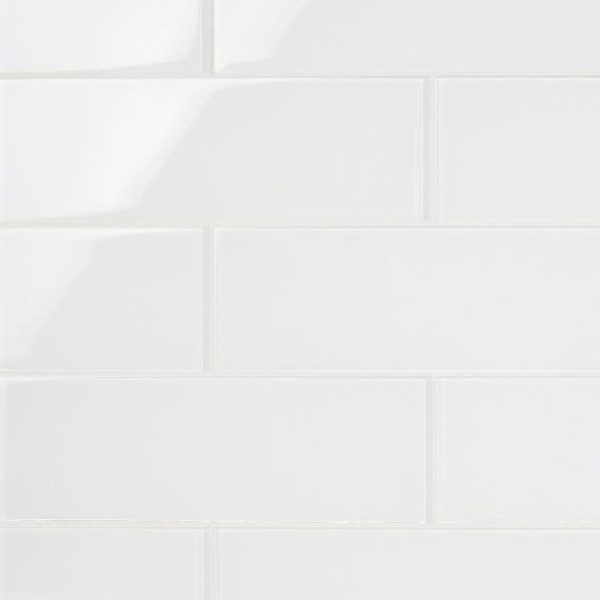 Outdoor & Pavers | 1 sq. ft. Loft Super White 4×12 Polished Glass Subway Tile for Wall Super White Backsplash & Kitchen Backsplash & Kitchen