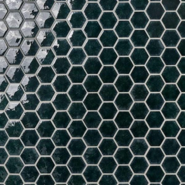 Outdoor & Pavers | 1 sq. ft. Nabi Hexagon Midnight Blue Green 3″ Crackled Glossy Glass Mosaic Tile Midnight Blue Backsplash & Kitchen Backsplash & Kitchen