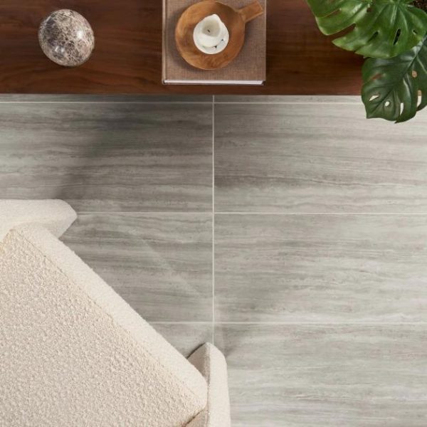 Outdoor & Pavers | 1 sq. ft. Nashville Gray 12×24 Travertine Look Polished Porcelain Tile Gray Polished Bathroom Bathroom