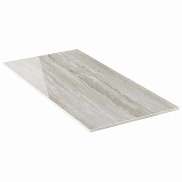 Outdoor & Pavers | 1 sq. ft. Nashville Gray 12×24 Travertine Look Polished Porcelain Tile Gray Polished Bathroom Bathroom