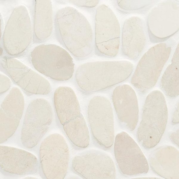 Outdoor & Pavers | 1 sq. ft. Nature Oval Lovina White Pebble Honed Mosaic Tile Lovina White Bathroom Bathroom