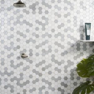 Outdoor & Pavers | 1 sq. ft. Ohana White 2″ Hexagon Polished Glass Mosaic Tile White Backsplash & Kitchen Backsplash & Kitchen