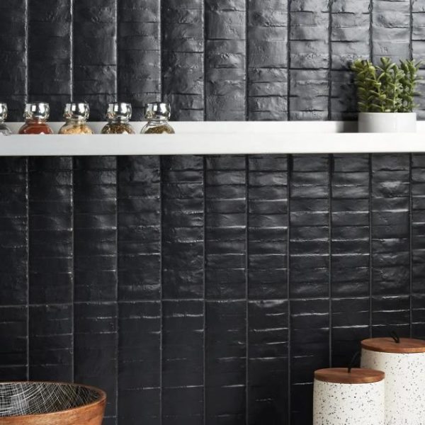 Outdoor & Pavers | 1 sq. ft. Rework Leather Black 3×12 Matte Porcelain Tile Black Backsplash & Kitchen Backsplash & Kitchen