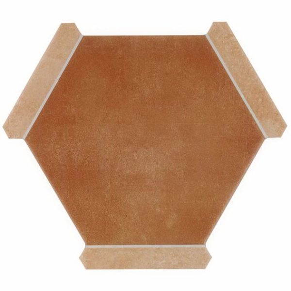 Outdoor & Pavers | 1 sq. ft. Sagon Terracotta Dark 9″ Hexagon Matte Porcelain Tile Terracotta Brown Bathroom Bathroom