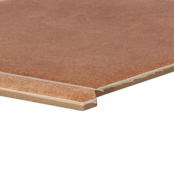 Outdoor & Pavers | 1 sq. ft. Sagon Terracotta Dark 9″ Hexagon Matte Porcelain Tile Terracotta Brown Bathroom Bathroom