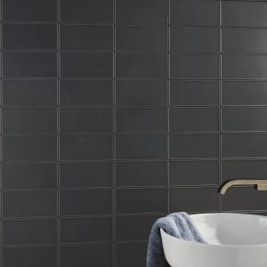 Outdoor & Pavers | 1 sq. ft. Stacy Garcia Maddox Frame Charcoal Black 4×8 Matte Ceramic Subway Tile Frame Black Bathroom Bathroom