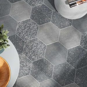 Outdoor & Pavers | 1 sq. ft. Texstone Deco Antracita Dark Gray 9″ Porcelain Matte Hexagon Tile Antracita Deco Bathroom Antracita Deco