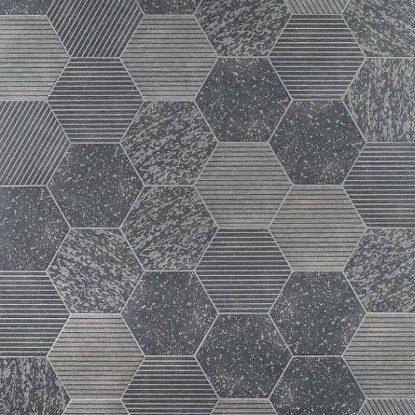 Outdoor & Pavers | 1 sq. ft. Texstone Deco Antracita Dark Gray 9″ Porcelain Matte Hexagon Tile Antracita Deco Bathroom Antracita Deco