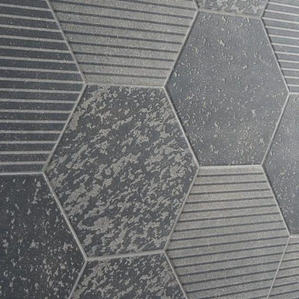 Outdoor & Pavers | 1 sq. ft. Texstone Deco Antracita Dark Gray 9″ Porcelain Matte Hexagon Tile Antracita Deco Bathroom Antracita Deco