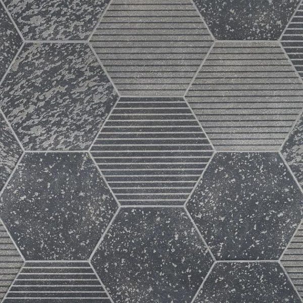 Outdoor & Pavers | 1 sq. ft. Texstone Deco Antracita Dark Gray 9″ Porcelain Matte Hexagon Tile Antracita Deco Bathroom Antracita Deco