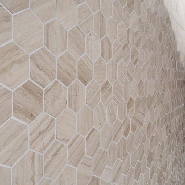 Outdoor & Pavers | 1 sq. ft. Wooden Beige 2″ Hexagon Polished Marble Mosaic Tile Beige Backsplash & Kitchen Backsplash & Kitchen