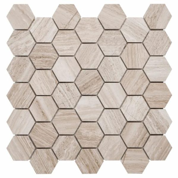 Outdoor & Pavers | 1 sq. ft. Wooden Beige 2″ Hexagon Polished Marble Mosaic Tile Beige Backsplash & Kitchen Backsplash & Kitchen