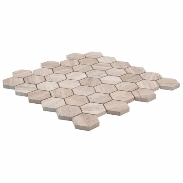 Outdoor & Pavers | 1 sq. ft. Wooden Beige 2″ Hexagon Polished Marble Mosaic Tile Beige Backsplash & Kitchen Backsplash & Kitchen