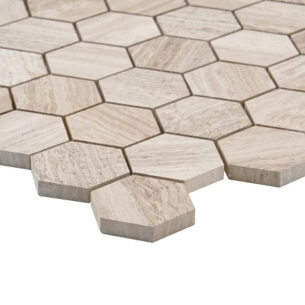 Outdoor & Pavers | 1 sq. ft. Wooden Beige 2″ Hexagon Polished Marble Mosaic Tile Beige Backsplash & Kitchen Backsplash & Kitchen