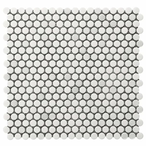 Outdoor & Pavers | 1 sq. ft. Zoe Bianco 1/2″ Circle Frosted and Polished Glass Mosaic Tile Bianco Backsplash & Kitchen Backsplash & Kitchen