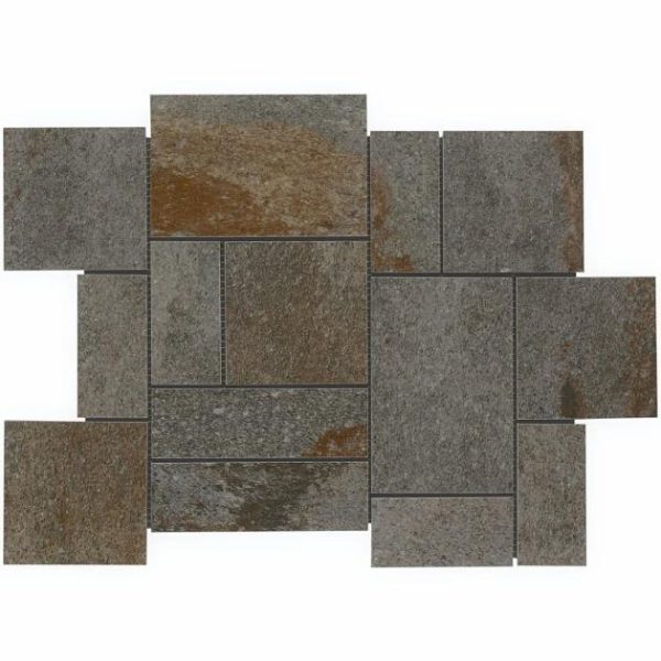 Pool Tiles | 1 sq. ft. Acadia French Pattern Iron Gray Slate Look Matte Porcelain Mosaic Tile Iron Gray Bathroom Bathroom