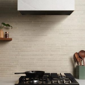 Pool Tiles | 1 sq. ft. Acadia Thin Strip Warm Linen White Limestone Look Matte Porcelain Mosaic Tile Linen White Backsplash & Kitchen Backsplash & Kitchen