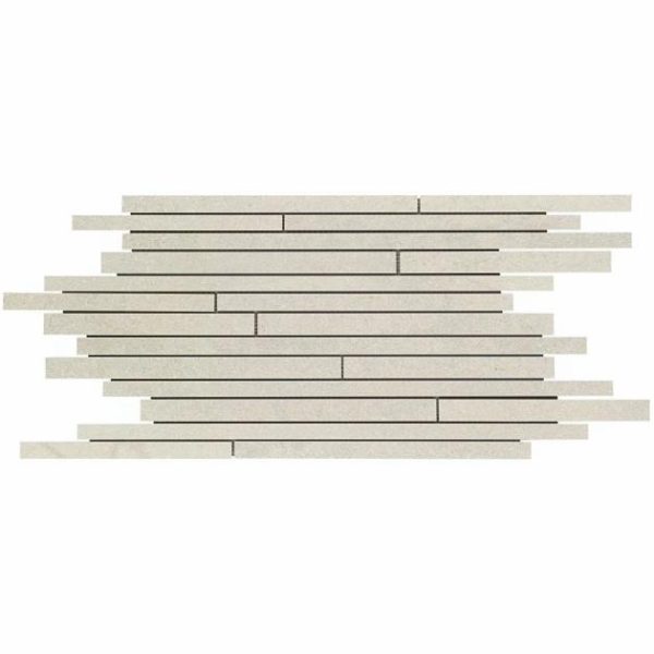 Pool Tiles | 1 sq. ft. Acadia Thin Strip Warm Linen White Limestone Look Matte Porcelain Mosaic Tile Linen White Backsplash & Kitchen Backsplash & Kitchen