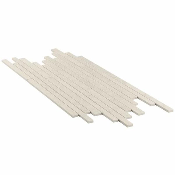 Pool Tiles | 1 sq. ft. Acadia Thin Strip Warm Linen White Limestone Look Matte Porcelain Mosaic Tile Linen White Backsplash & Kitchen Backsplash & Kitchen