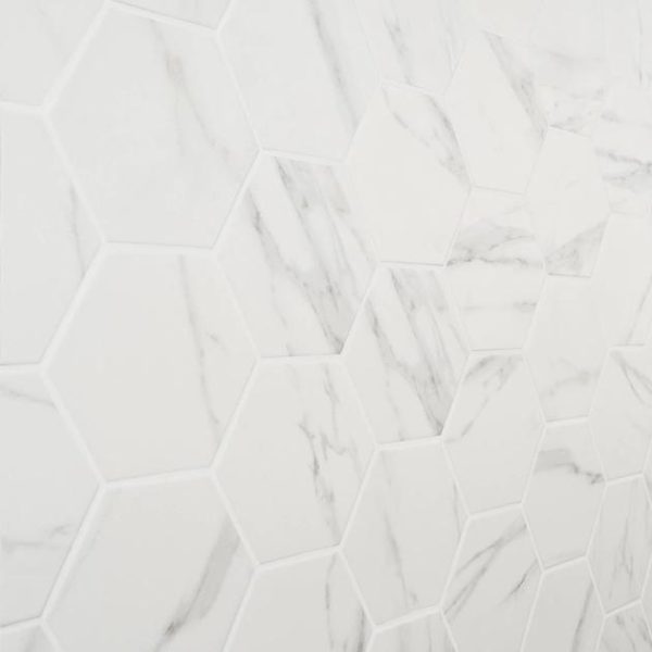 Pool Tiles | 1 sq. ft. Amalfi Statuario 6” Hexagon Matte Porcelain Tile Matte Statuario Bathroom Bathroom