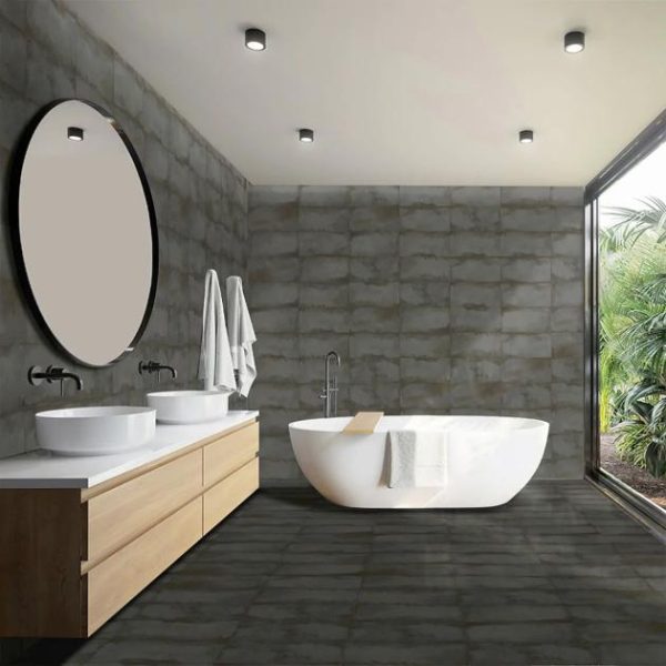 Pool Tiles | 1 sq. ft. Angela Harris Flatiron Graphite 12×24 Matte Porcelain Tile Graphite Bathroom Bathroom