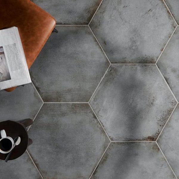 Pool Tiles | 1 sq. ft. Angela Harris Flatiron Gray 20″ Large  Hexagon Matte Porcelain Tile Gray Bathroom Bathroom