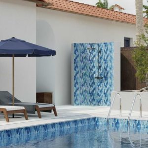 Pool Tiles | 1 sq. ft. Artwave Beach Blue Iridescent 1×4  Polished Glass Mosaic Tile Beach Blue Backsplash & Kitchen Backsplash & Kitchen