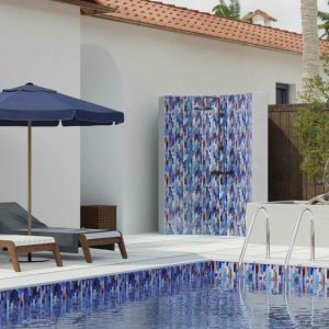 Pool Tiles | 1 sq. ft. Artwave Cove Blue Iridescent 1×4 Polished Glass Mosaic Tile Cove Blue Backsplash & Kitchen Backsplash & Kitchen