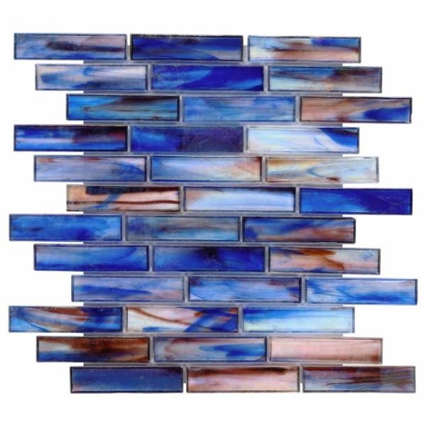 Pool Tiles | 1 sq. ft. Artwave Cove Blue Iridescent 1×4 Polished Glass Mosaic Tile Cove Blue Backsplash & Kitchen Backsplash & Kitchen