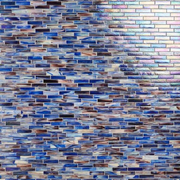 Pool Tiles | 1 sq. ft. Artwave Cove Blue Iridescent 1×4 Polished Glass Mosaic Tile Cove Blue Backsplash & Kitchen Backsplash & Kitchen