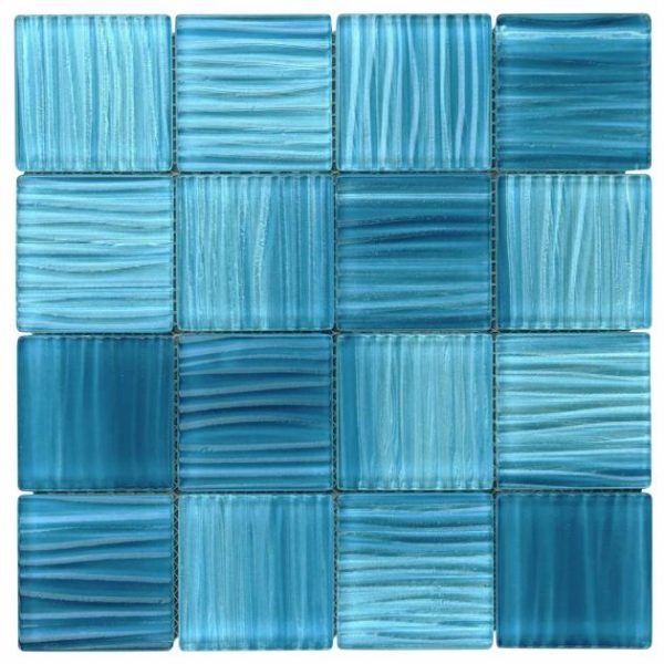 Pool Tiles | 1 sq. ft. Bimini Marine 3×3 Polished Glass Mosaic Marine Bathroom Bathroom