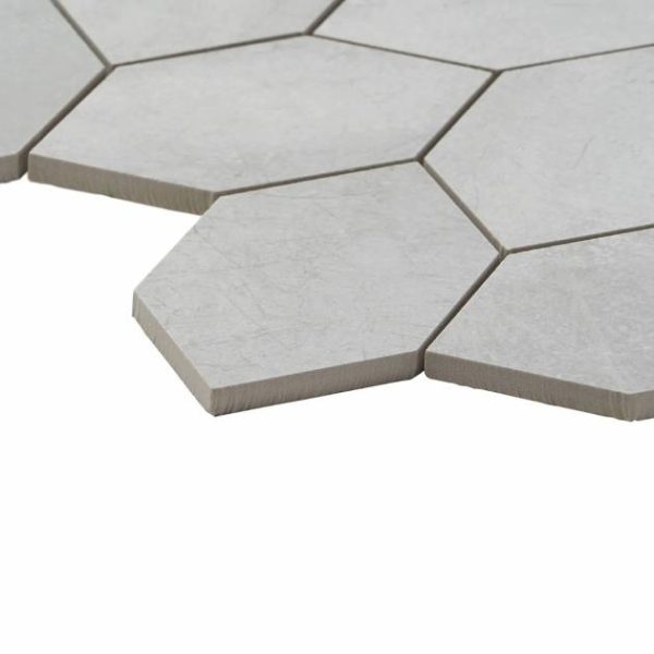 Pool Tiles | 1 sq. ft. Bond Nimbus Silver Foliage Matte Porcelain Mosaic Tile Nimbus Bathroom Bathroom