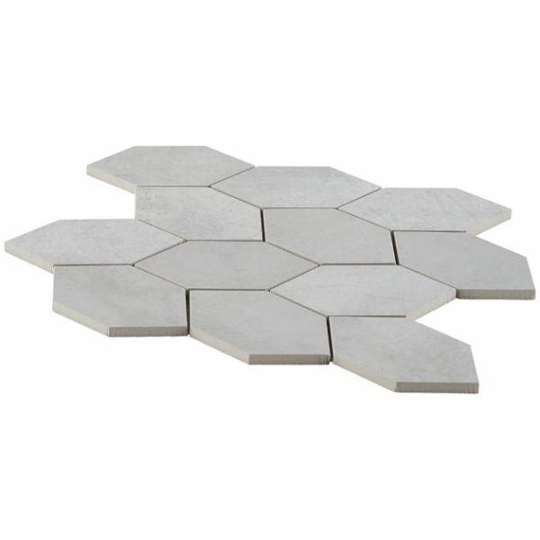 Pool Tiles | 1 sq. ft. Bond Nimbus Silver Foliage Matte Porcelain Mosaic Tile Nimbus Bathroom Bathroom