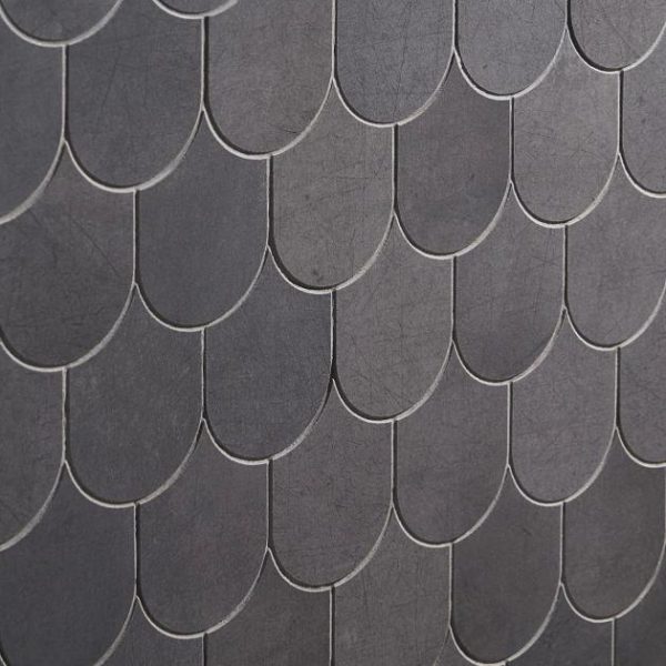 Pool Tiles | 1 sq. ft. Bond Venom Black Charcoal Fishscale Plume Matte Porcelain Mosaic Tile Venom Bathroom Bathroom