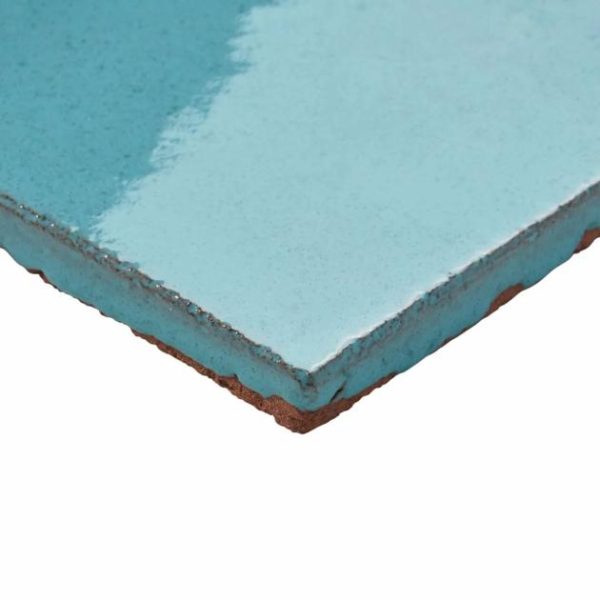 Pool Tiles | 1 sq. ft. Emery Blue 4×8 Handmade Crackled Glossy Terracotta Subway Tile Blue Backsplash & Kitchen Backsplash & Kitchen