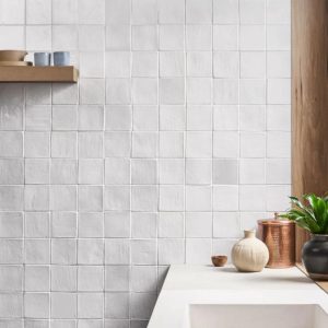 Pool Tiles | 1 sq. ft. Emery White 4×4 Square Handmade Crackled Glossy Terracotta Tile White Backsplash & Kitchen Backsplash & Kitchen