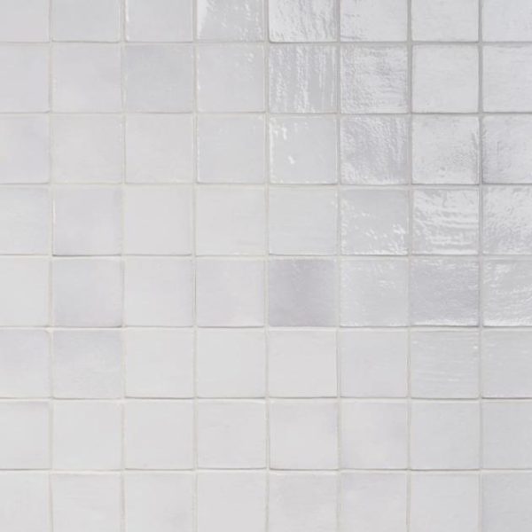 Pool Tiles | 1 sq. ft. Emery White 4×4 Square Handmade Crackled Glossy Terracotta Tile White Backsplash & Kitchen Backsplash & Kitchen