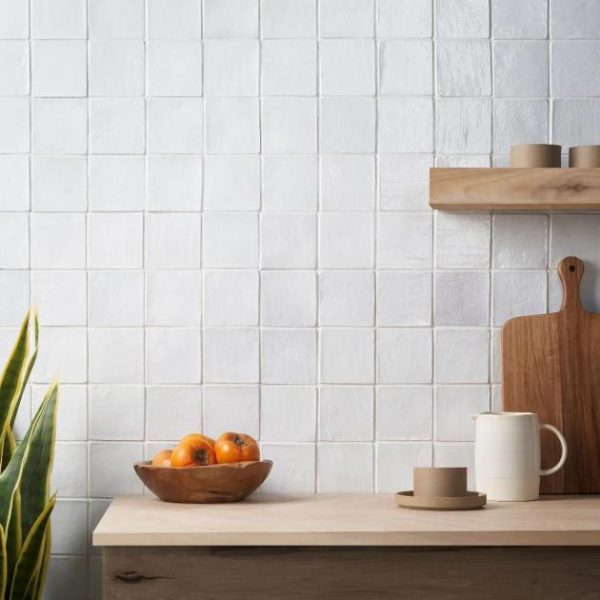 Pool Tiles | 1 sq. ft. Emery White 4×4 Square Handmade Crackled Glossy Terracotta Tile White Backsplash & Kitchen Backsplash & Kitchen