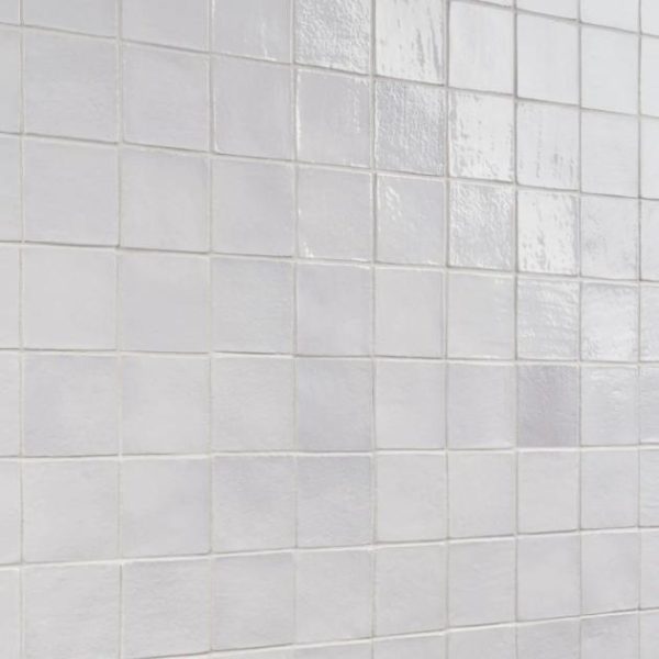 Pool Tiles | 1 sq. ft. Emery White 4×4 Square Handmade Crackled Glossy Terracotta Tile White Backsplash & Kitchen Backsplash & Kitchen